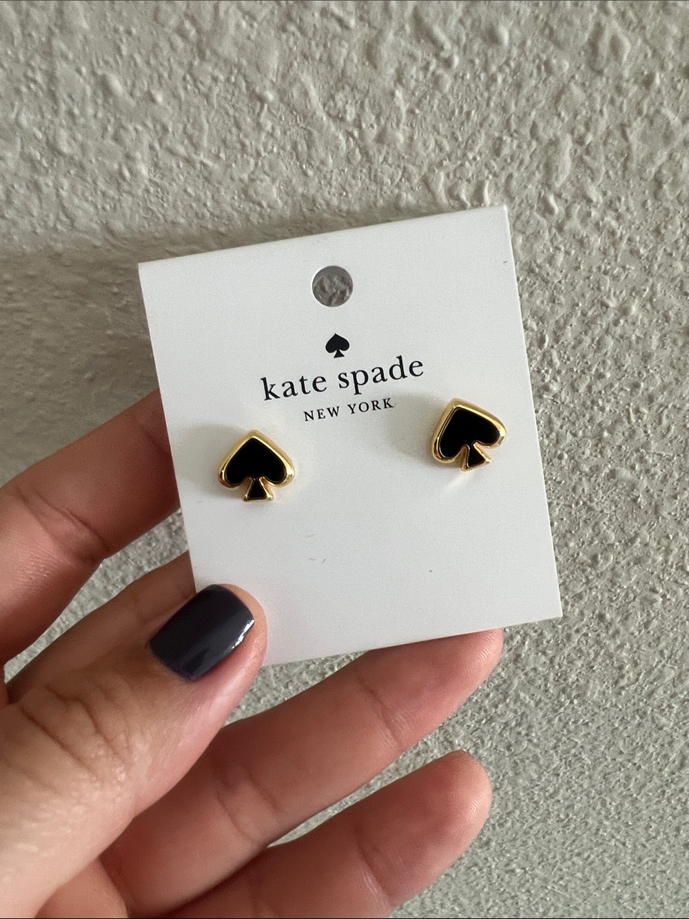 kate spade gold-tone black spade stud earrings